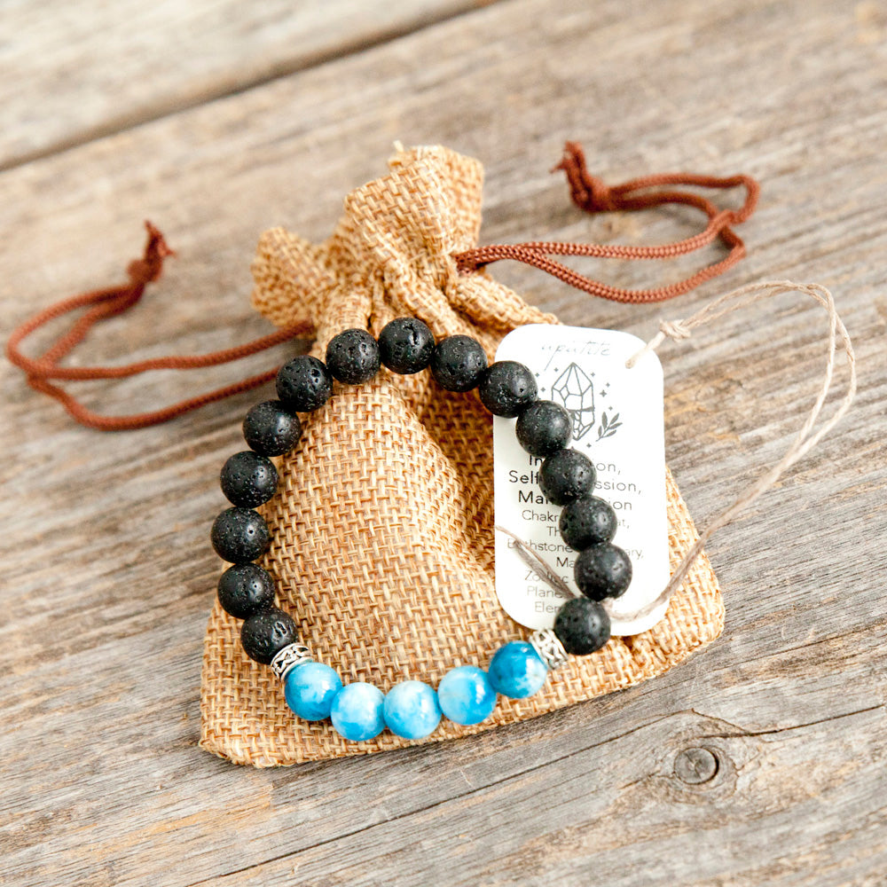 Gemstone & Lava Bead Diffuser Bracelet ~ Handmade With Love - The Nature Bin