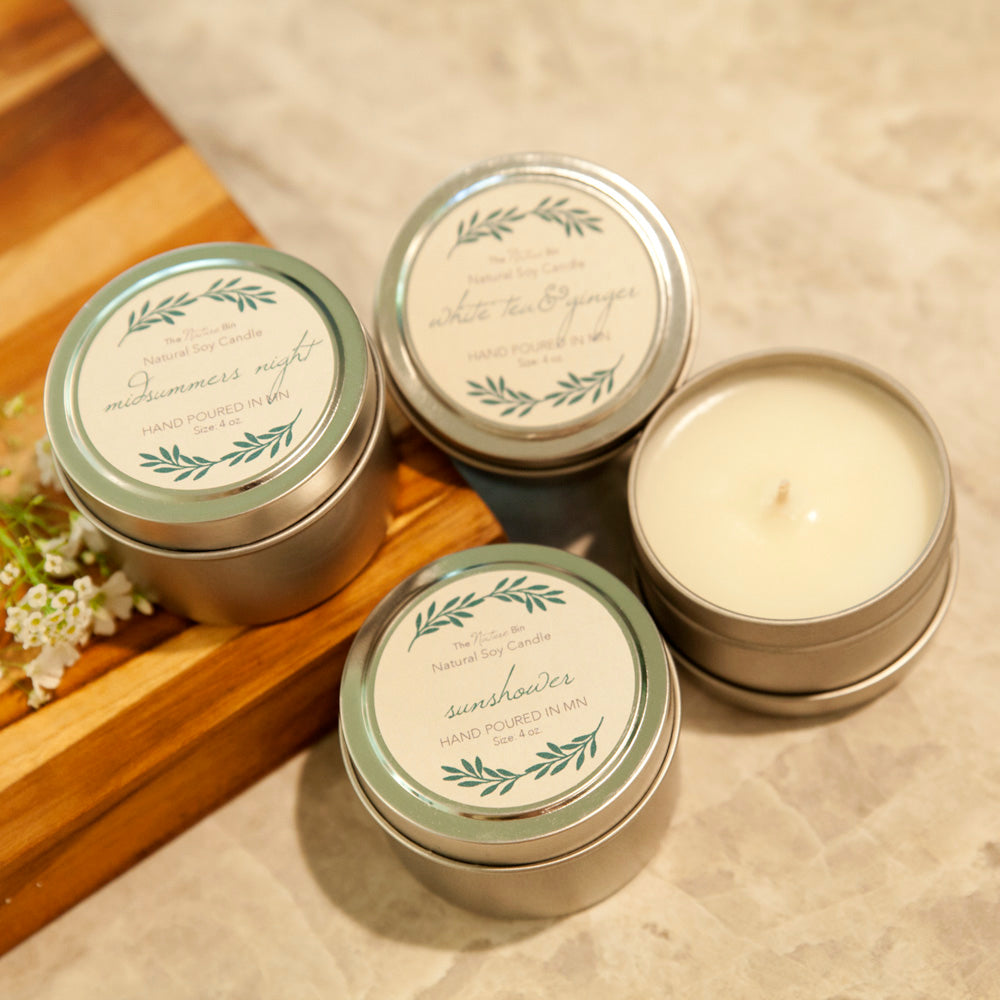 Natural Soy Wax Candle Tins ~ 24 hour burn
