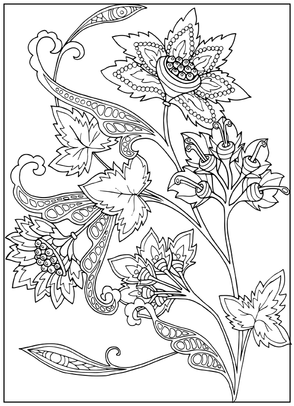 Set of 5 Decorative Flowers Coloring Pages - 1