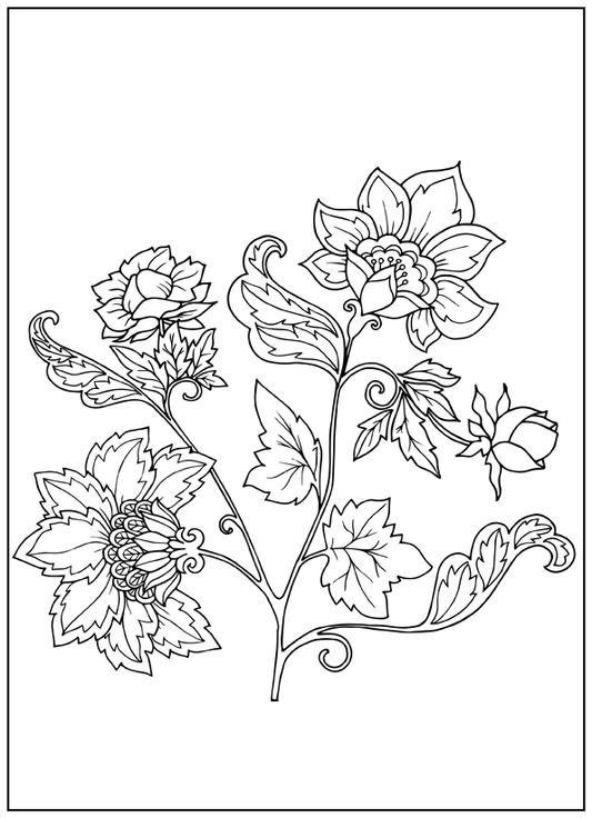 Set of 5 Decorative Flowers Coloring Pages - 3