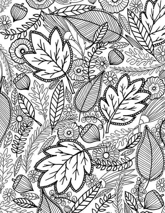 FREE Fall Leaves Coloring Page