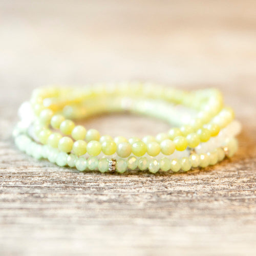 Jade And Crystal Bead Bracelet Set - The Nature Bin